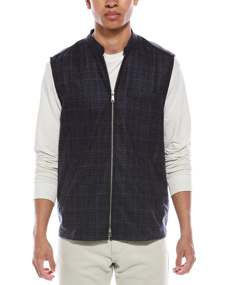 Eton Twill Wool & Cashmere-Blend Vest Blue