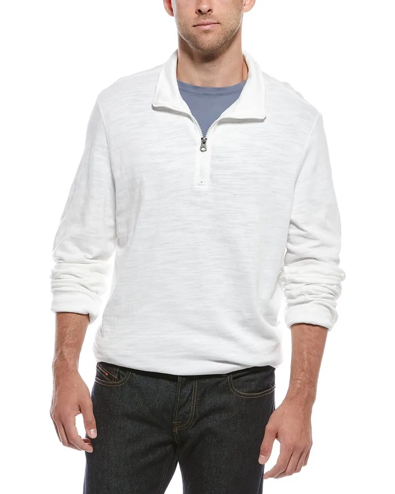 Faherty Sunwashed Slub Quarter Zip Sweater (Tall White