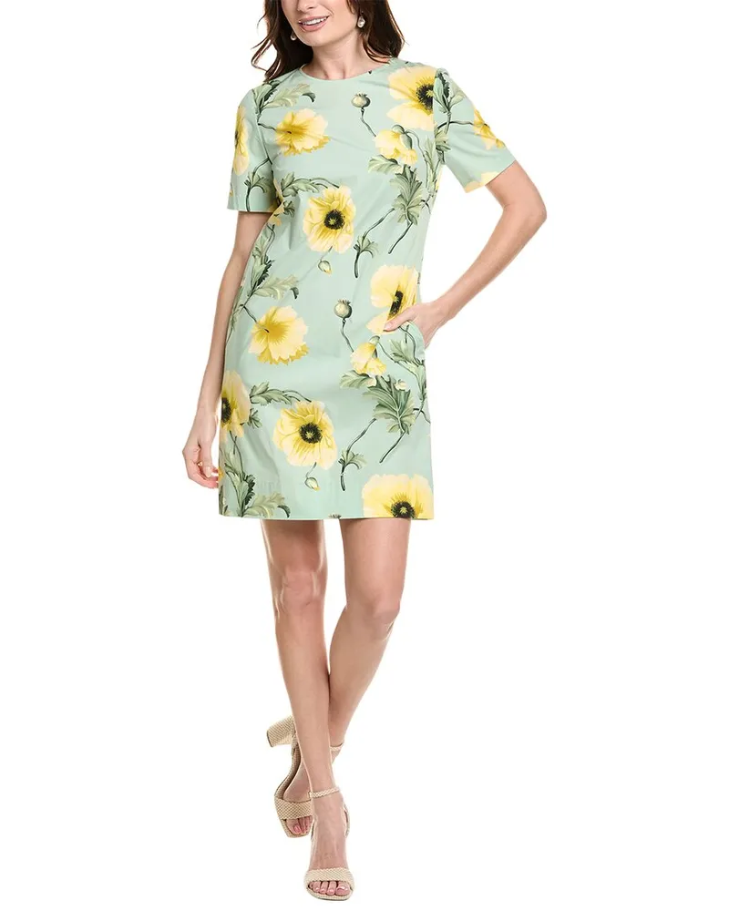 Oscar de la Renta Poppies Shift Dress Green