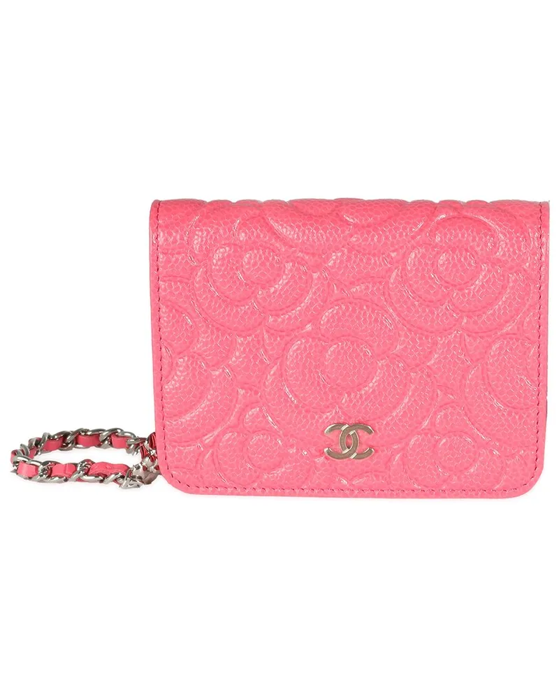Chanel Pink Leather Camellia Embossed Chain Belt Bag (Authentic Pre-Loved Nocolor