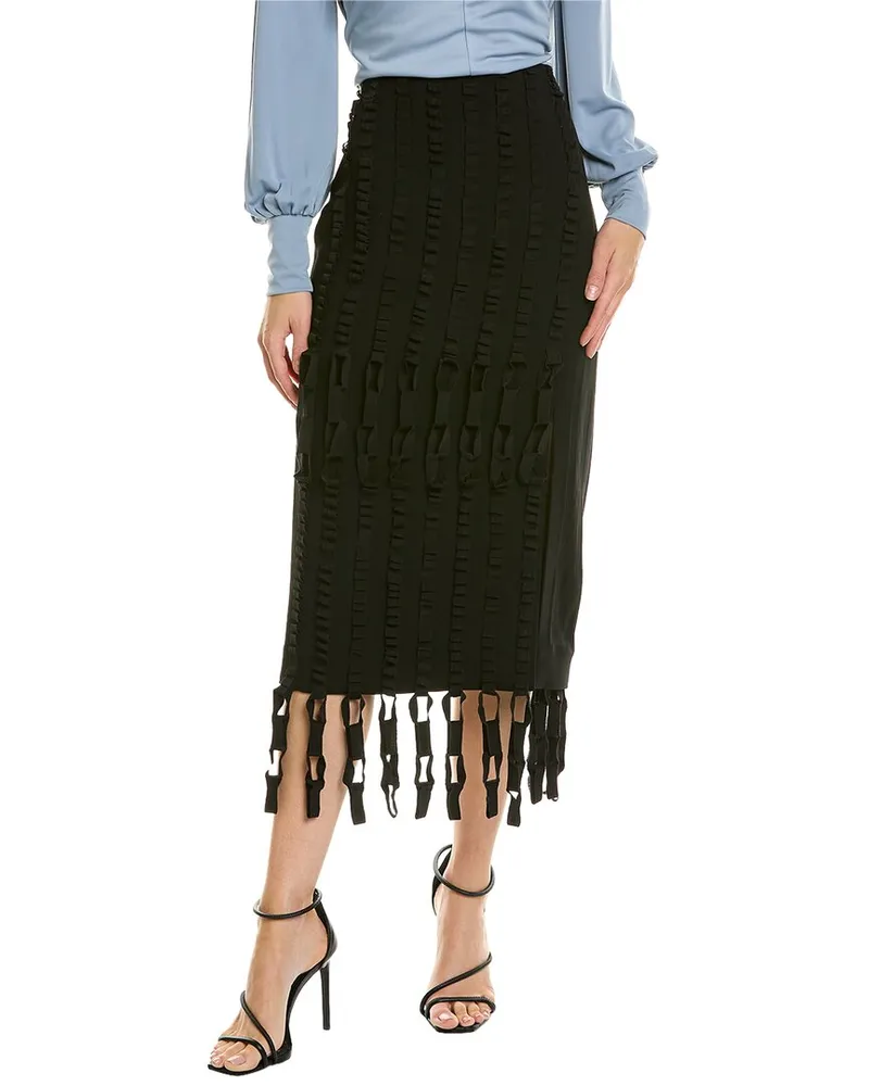 Ferragamo Fringe Hem Wool Maxi Skirt Nocolor