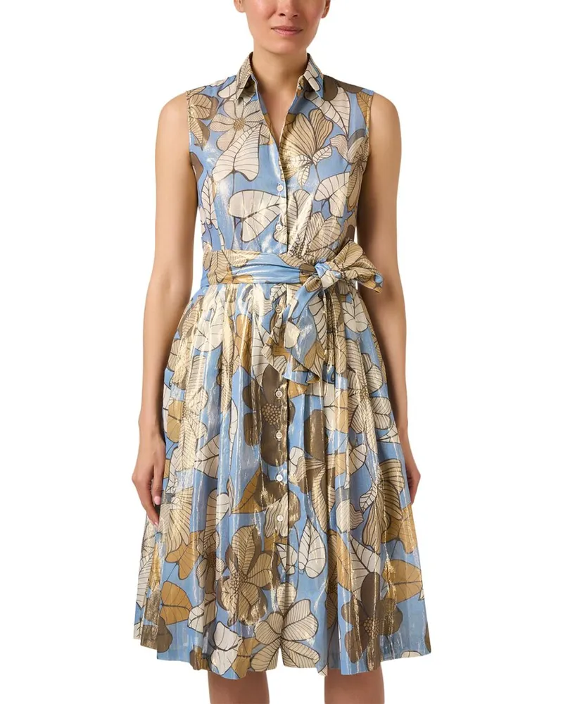 Caliban Metallic Floral Print Shirtdress Nocolor