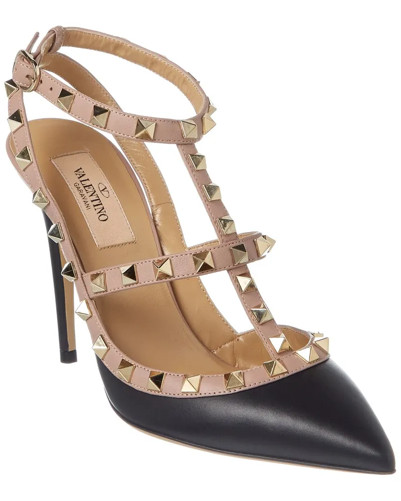 Valentino Garavani Rockstud Caged 100 Leather Pump Black