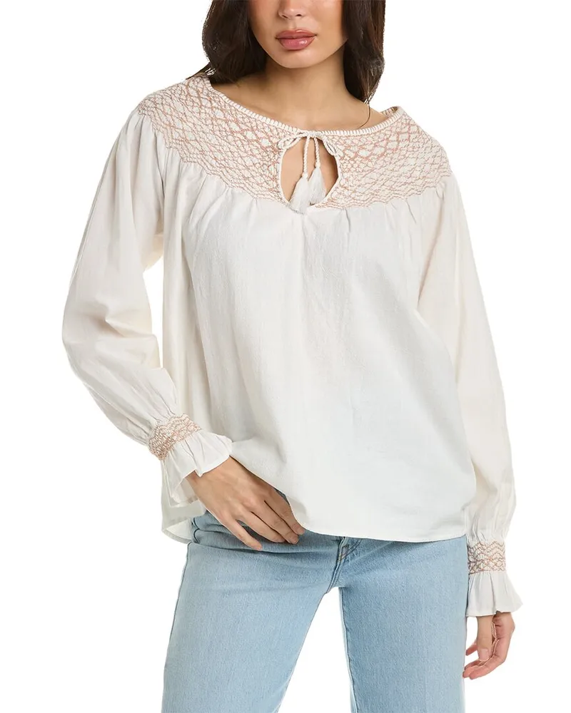 Faherty Laura Embroidered Top White