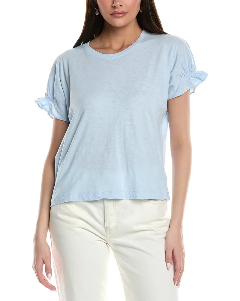 Graham & Spencer Ruffle Sleeve T-Shirt Blue