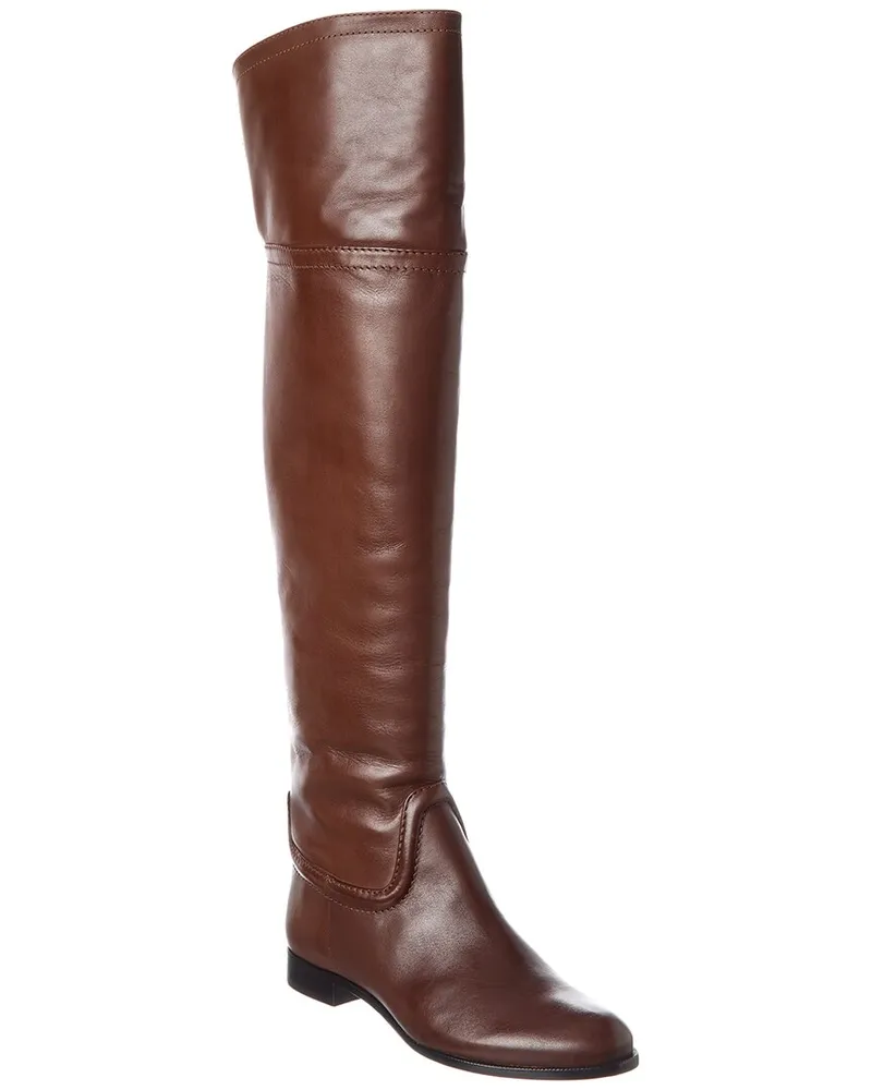 Alexandre Birman Lauren Leather Over-The-Knee Boot Brown