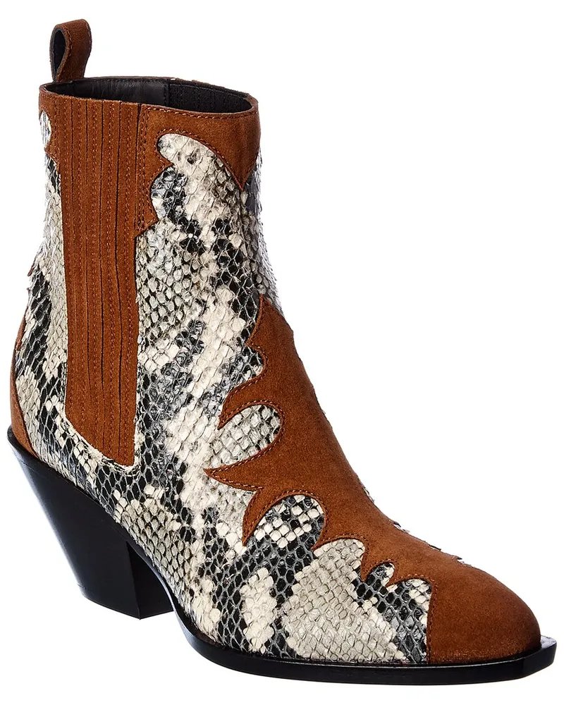 Giuseppe Zanotti Suede & Snakeskin Bootie Black