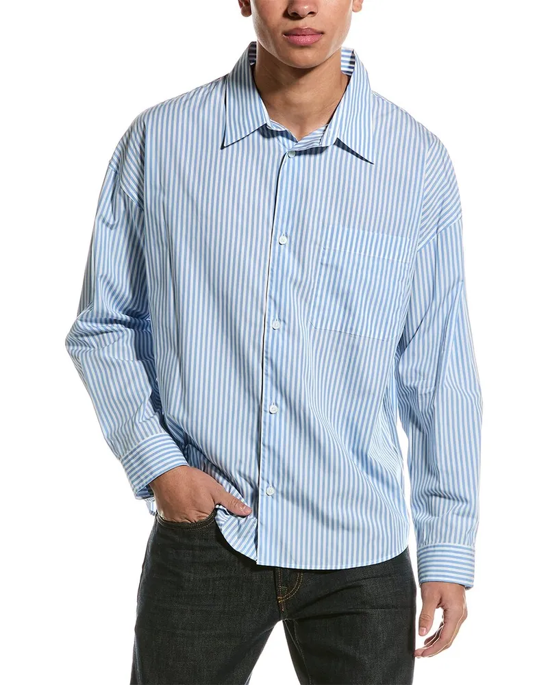Frame Denim Relaxed Stripe Shirt Blue
