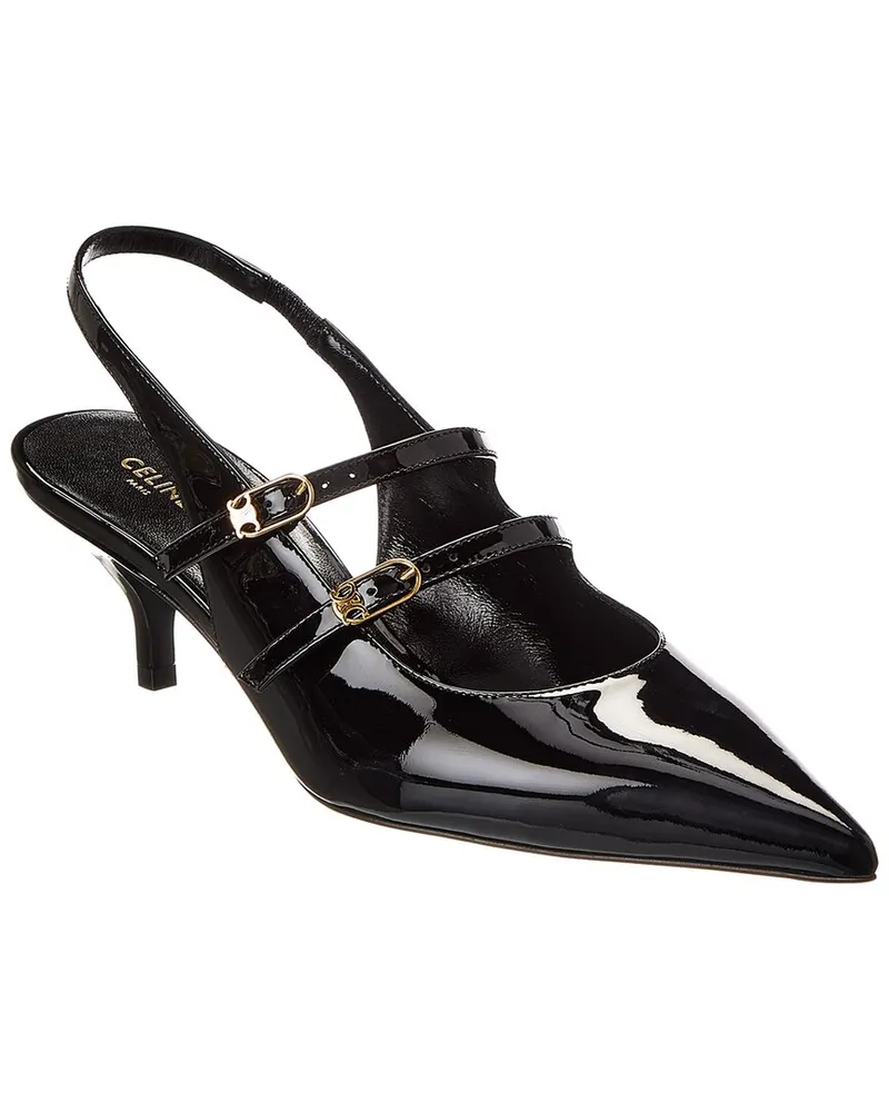 Celine Judy Patent Slingback Pump Black