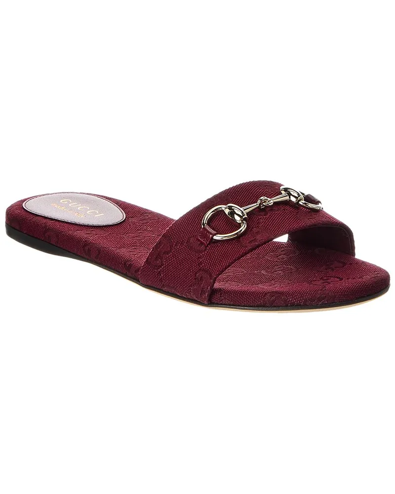 Gucci Horsebit GG Canvas Sandal Red