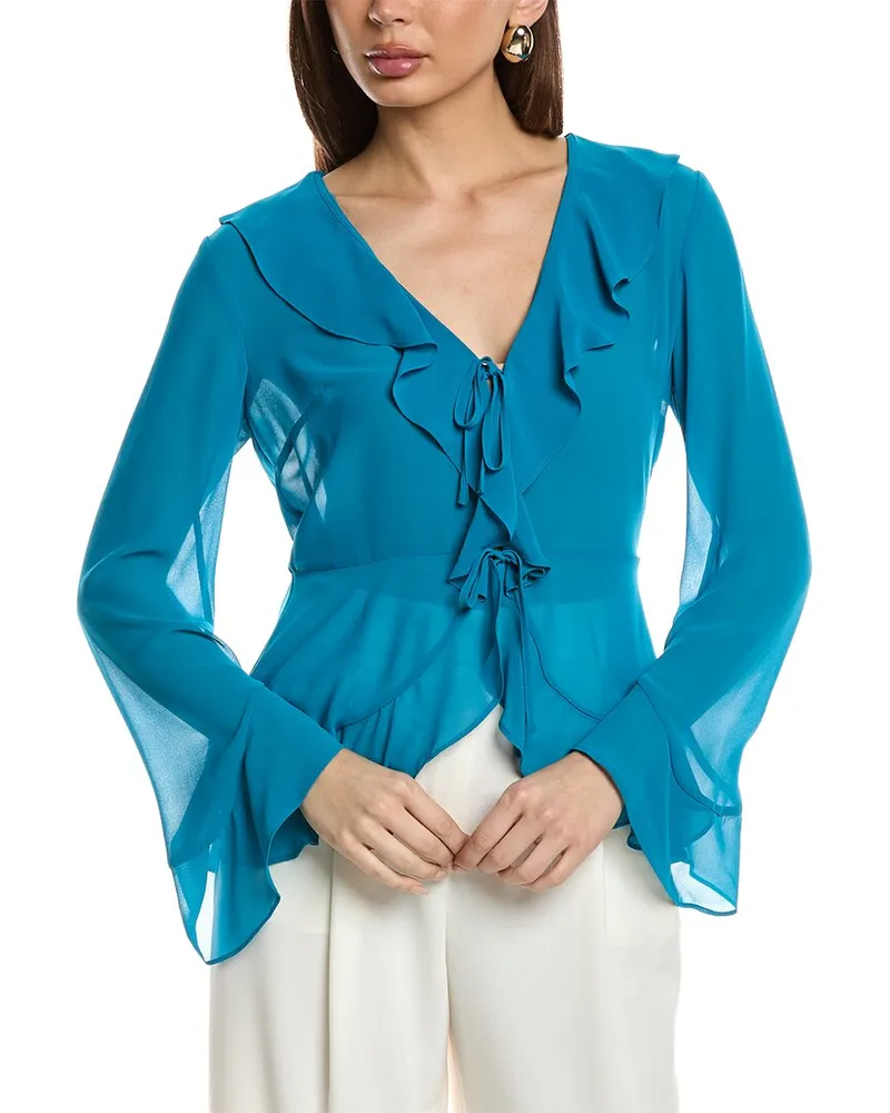 BCBGMAXAZRIA BCBGeneration Ruffle Blouse Blue