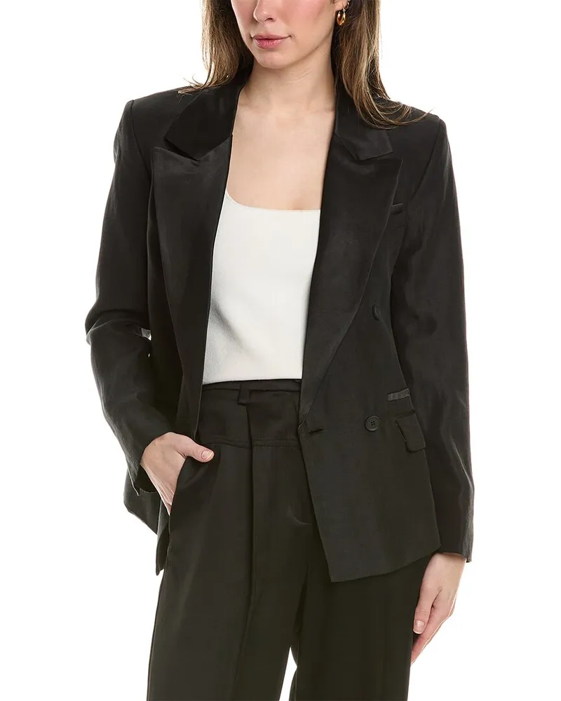 AllSaints Eve Linen-Blend Blazer Black