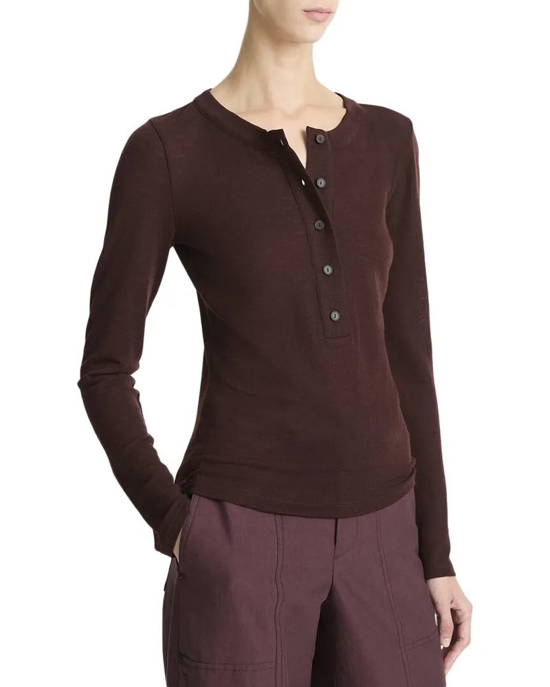Vince Wool Henley Shirt Red