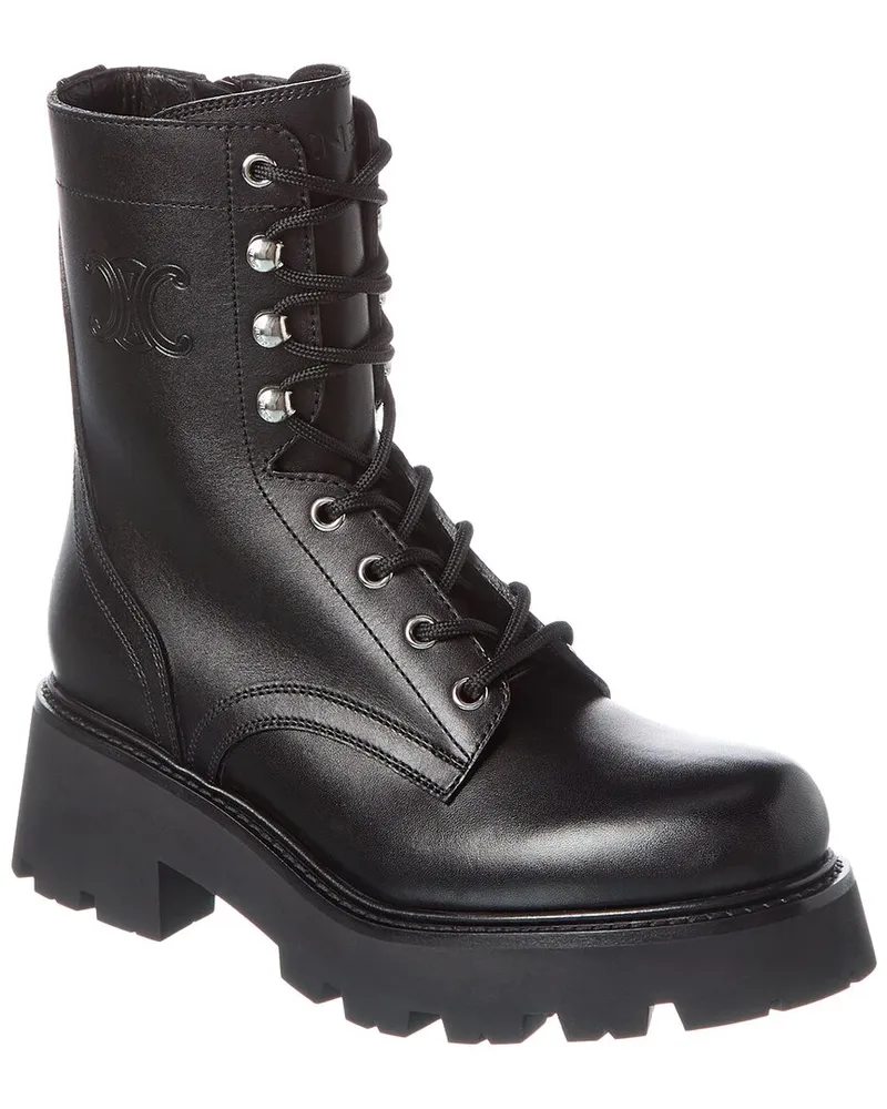 Celine Triomphe Leather Boot Black