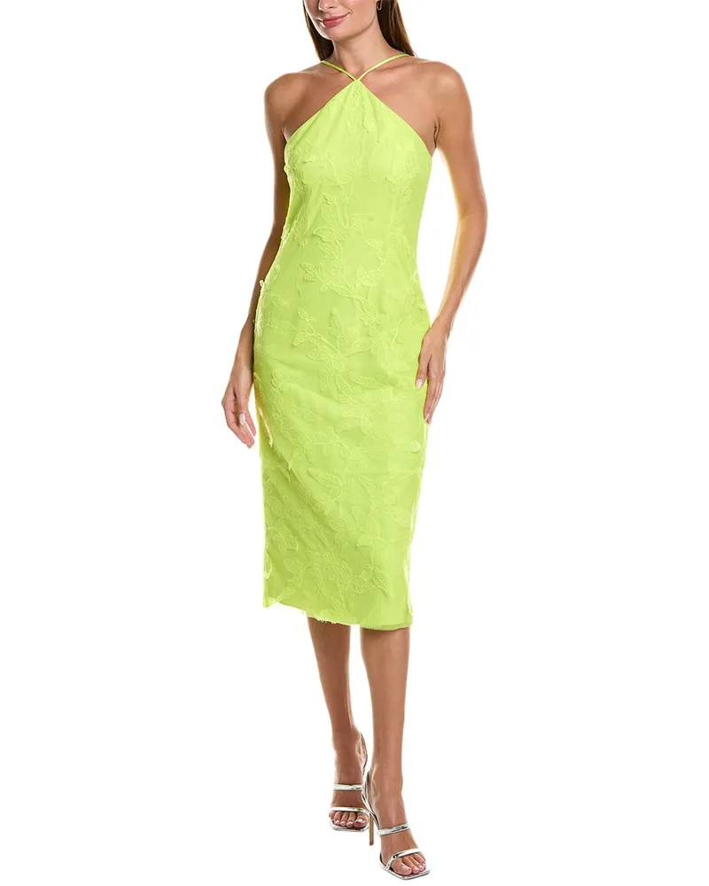 Monique Lhuillier Kayla Tulle Midi Dress Yellow