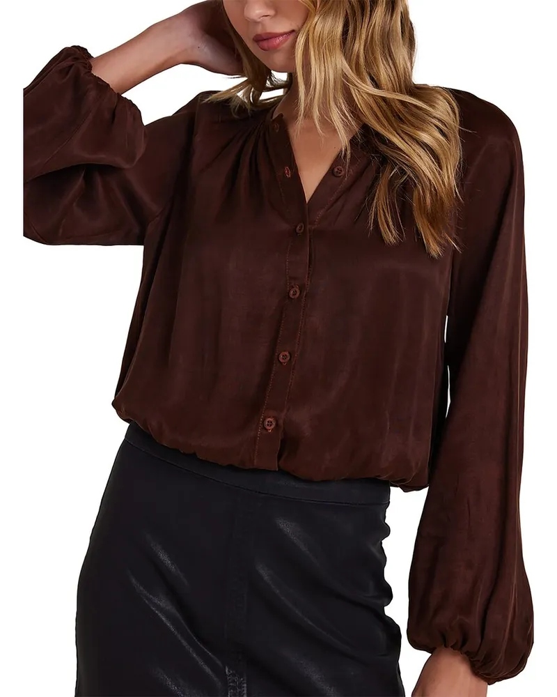 Bella Dahl Shirred Button Front Blouse Nocolor