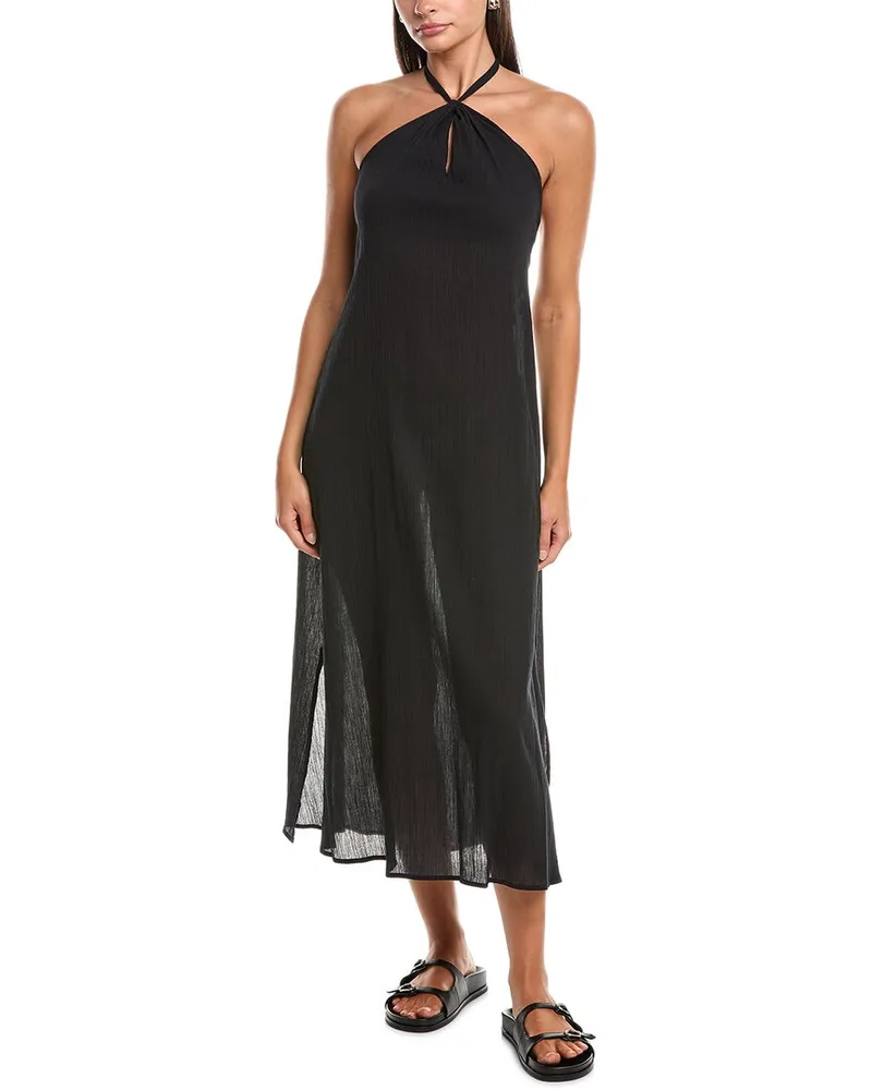 NATORI Gauze Halter Dress Black