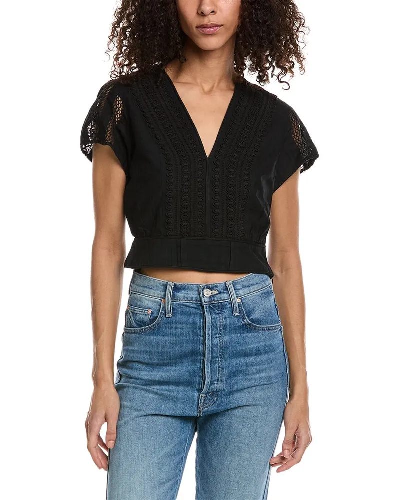 The Kooples Lace-Trim Top Black