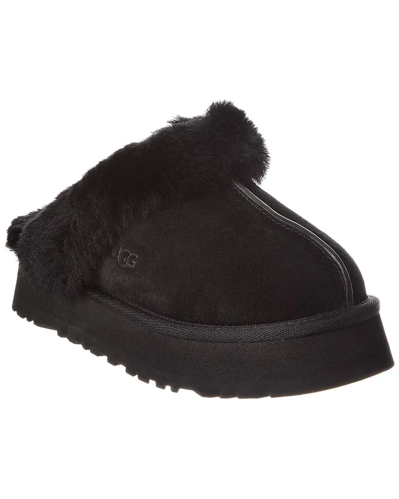 UGG Disquette Suede & Shearling Slipper Black