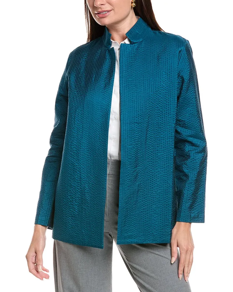 Eileen Fisher Silk Jacket Blue