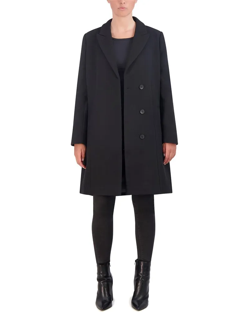 COLE HAAN Asymmetrical Peak Lapel Wool-Blend Coat Nocolor