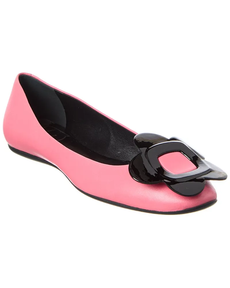 Roger Vivier Flower Leather Flat Pink
