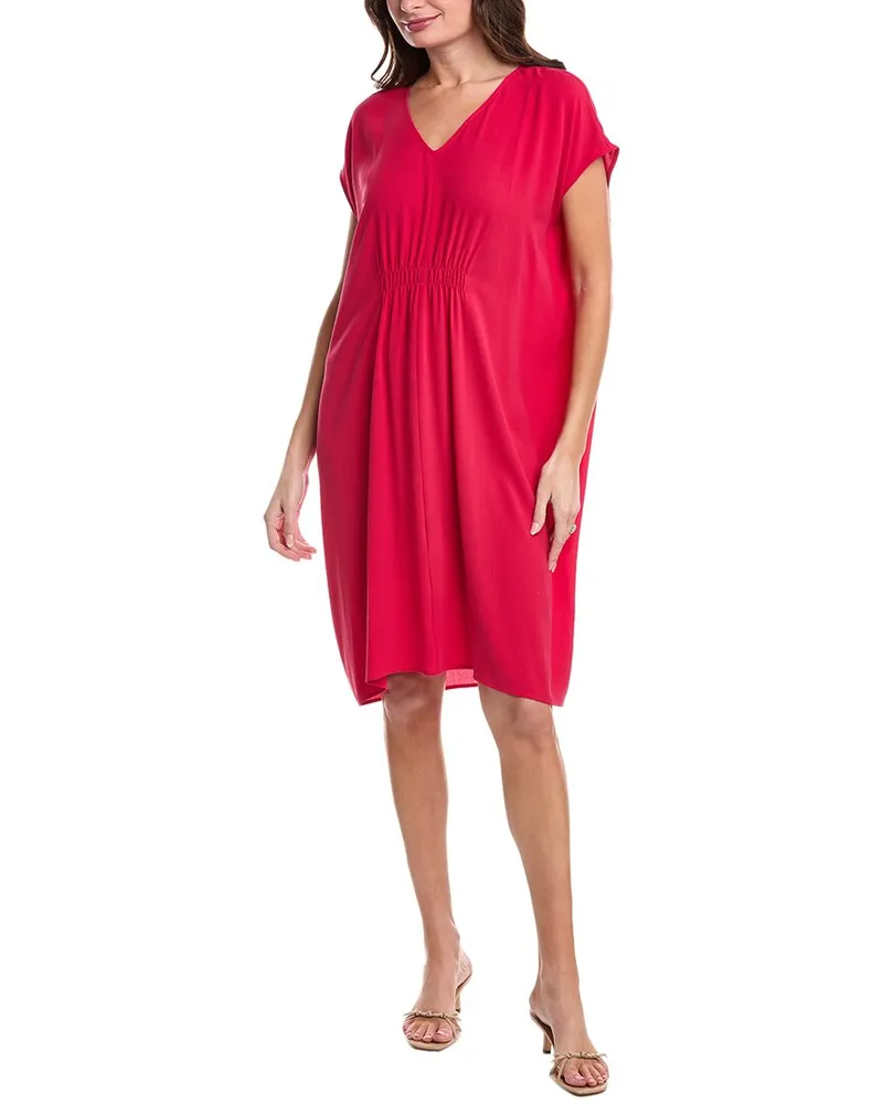 Eileen Fisher V-Neck Silk Dress Pink
