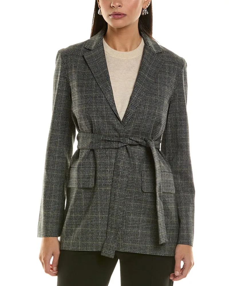 Proenza Schouler White Label Plaid Suiting Blazer Black