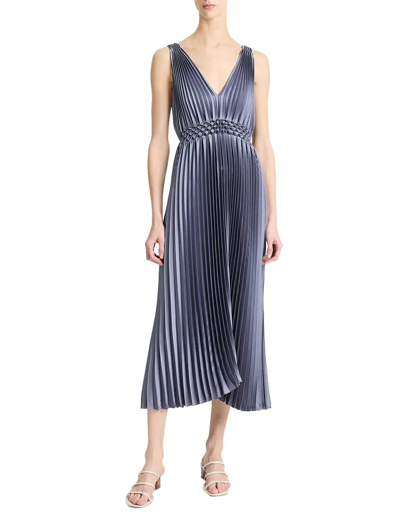 Vince Hand Smocked Pleated Dress Pink