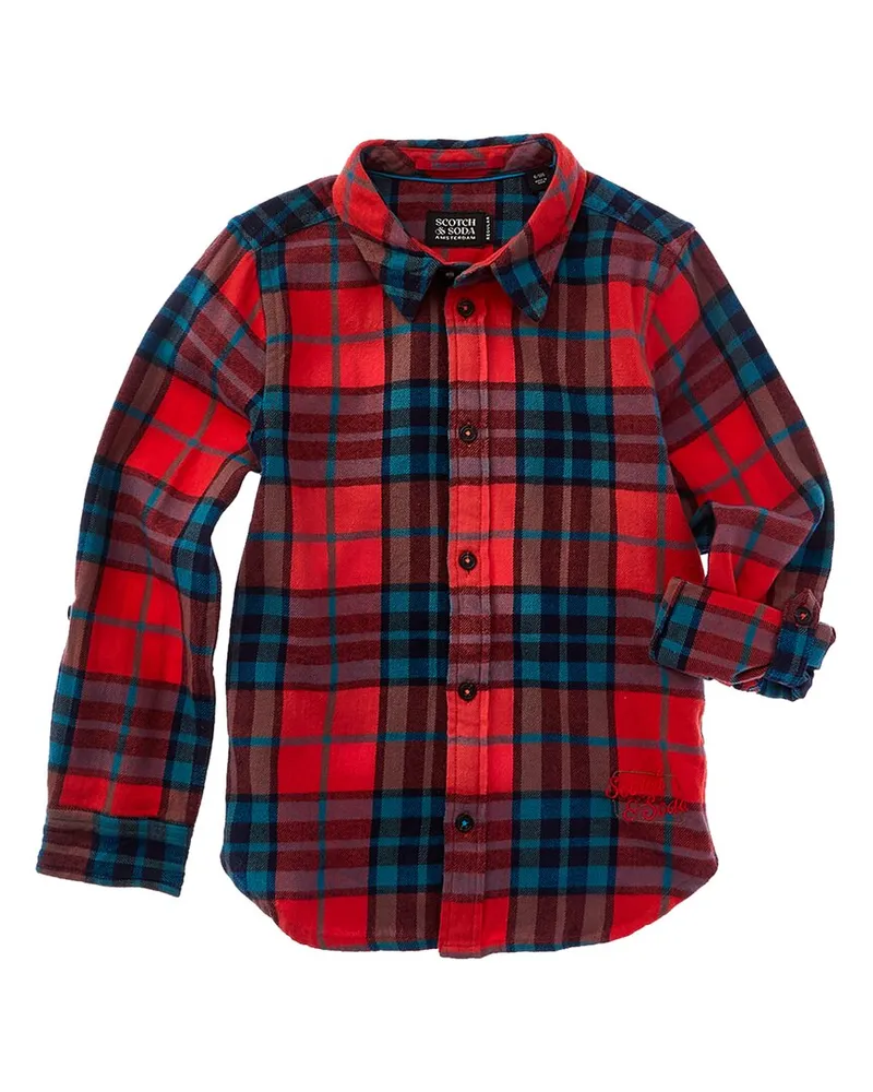 Scotch&Soda Regular Fit Yarn-Dyed Checked Shirt Orange