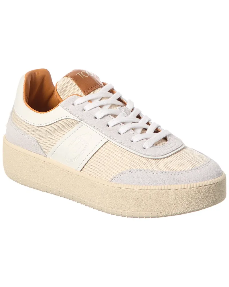 TOD'S TOD’s Cassette Canvas & Leather Platform Sneaker White
