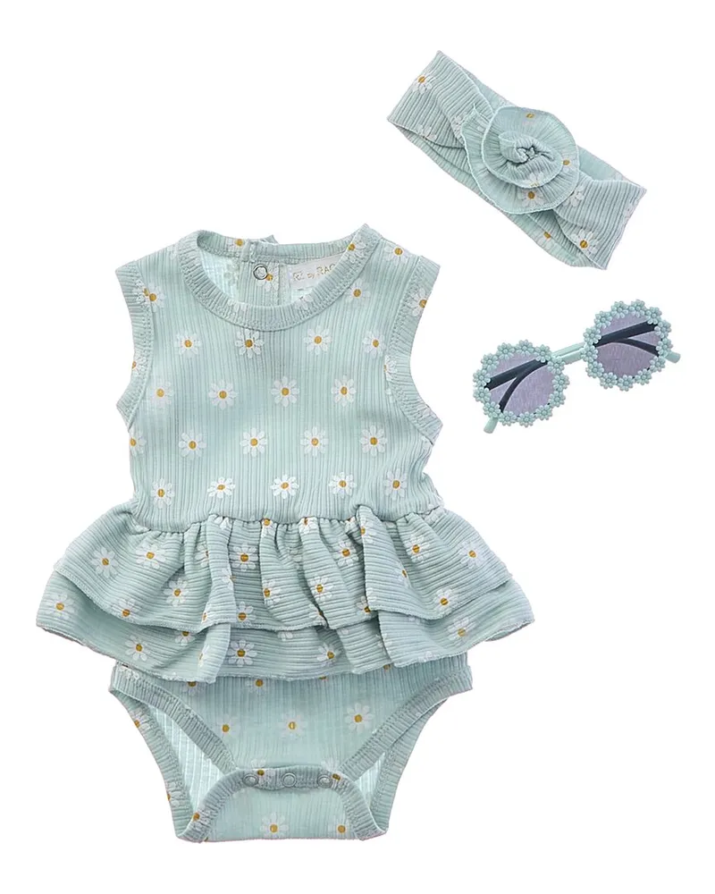 Rachel Zoe 3pc Bubble Romper Set with Sunglasses Nocolor