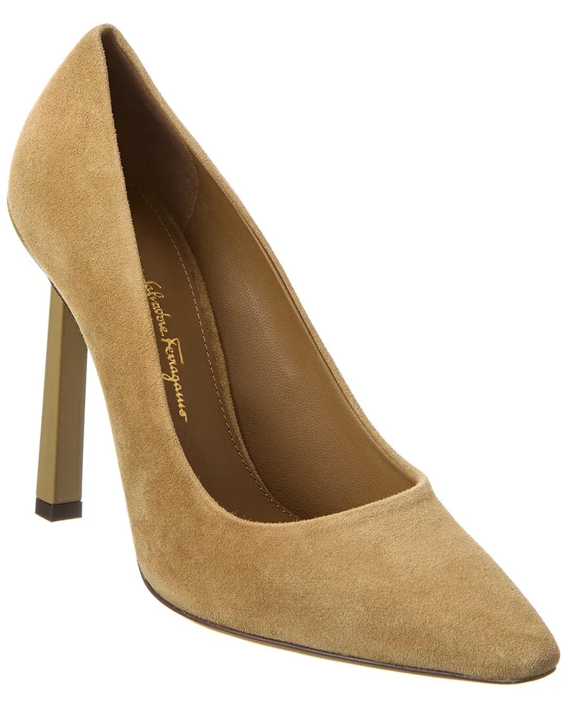 Ferragamo Justina Suede Pump Beige