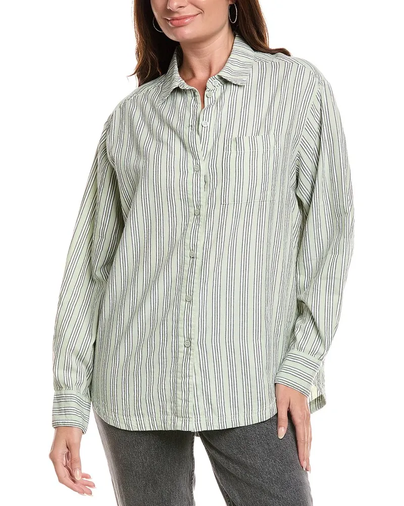 Michael Stars Beau Oversized Button Shirt Green