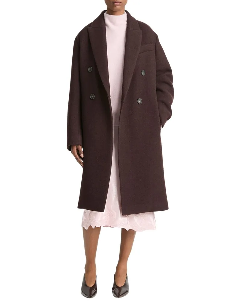 Vince Textured Wool-Blend Double Breasted Coat Nocolor