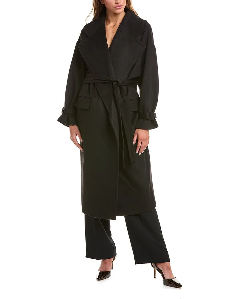 Reiss Bridget Wool-Blend Oversized Coat Black