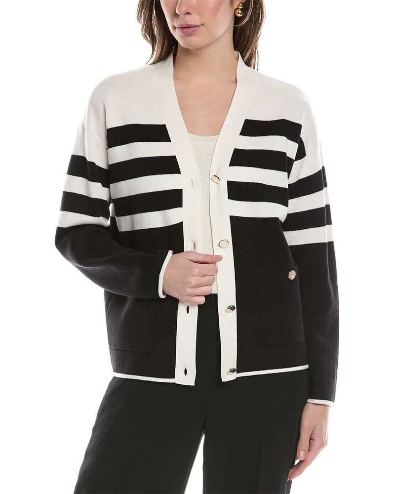 Anne Klein Striped Cardigan Black