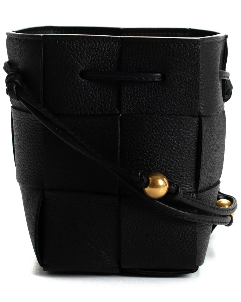 Bottega Veneta Black Intrecciato Leather Mini Cassette Bag (Authentic Pre-Loved Nocolor