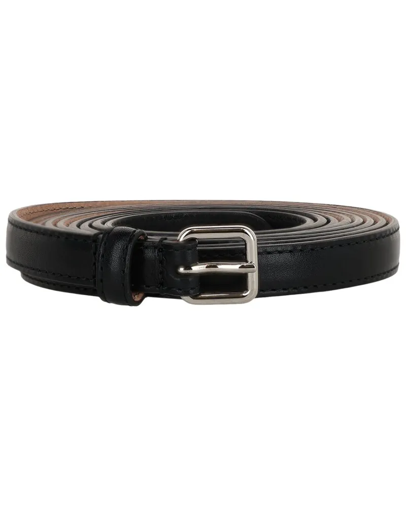 Alexander McQueen Long Thin Leather Belt Black