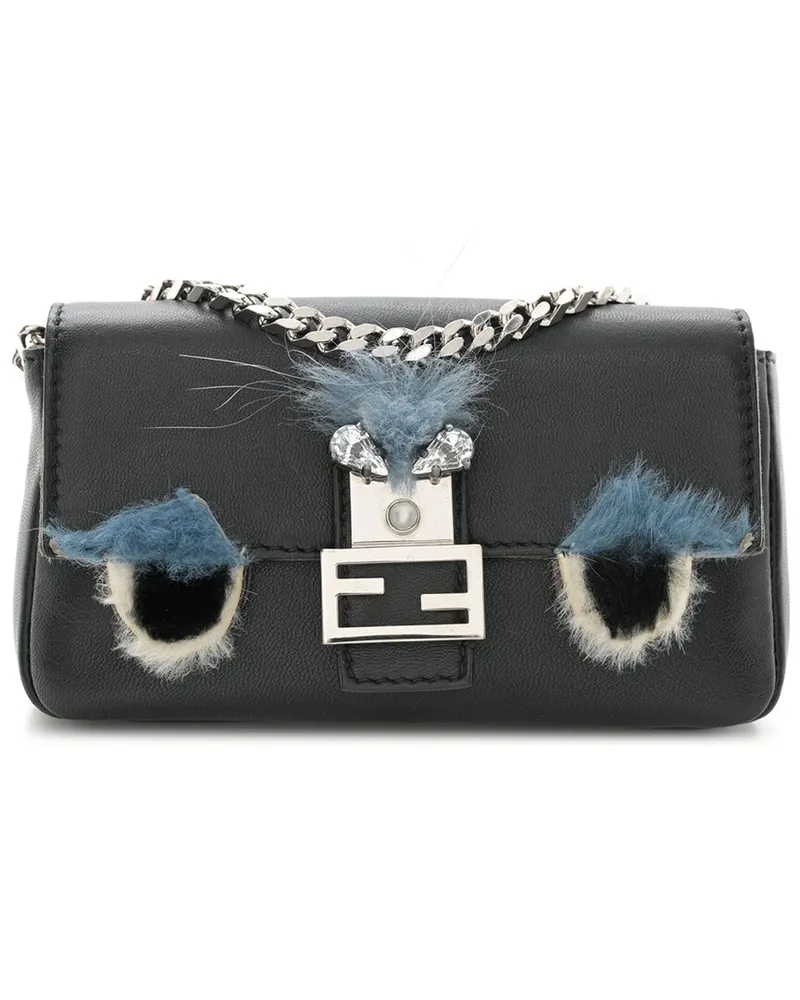 Fendi Black Nappa Leather Micro Buggie Baguette (Authentic Pre-Loved Nocolor
