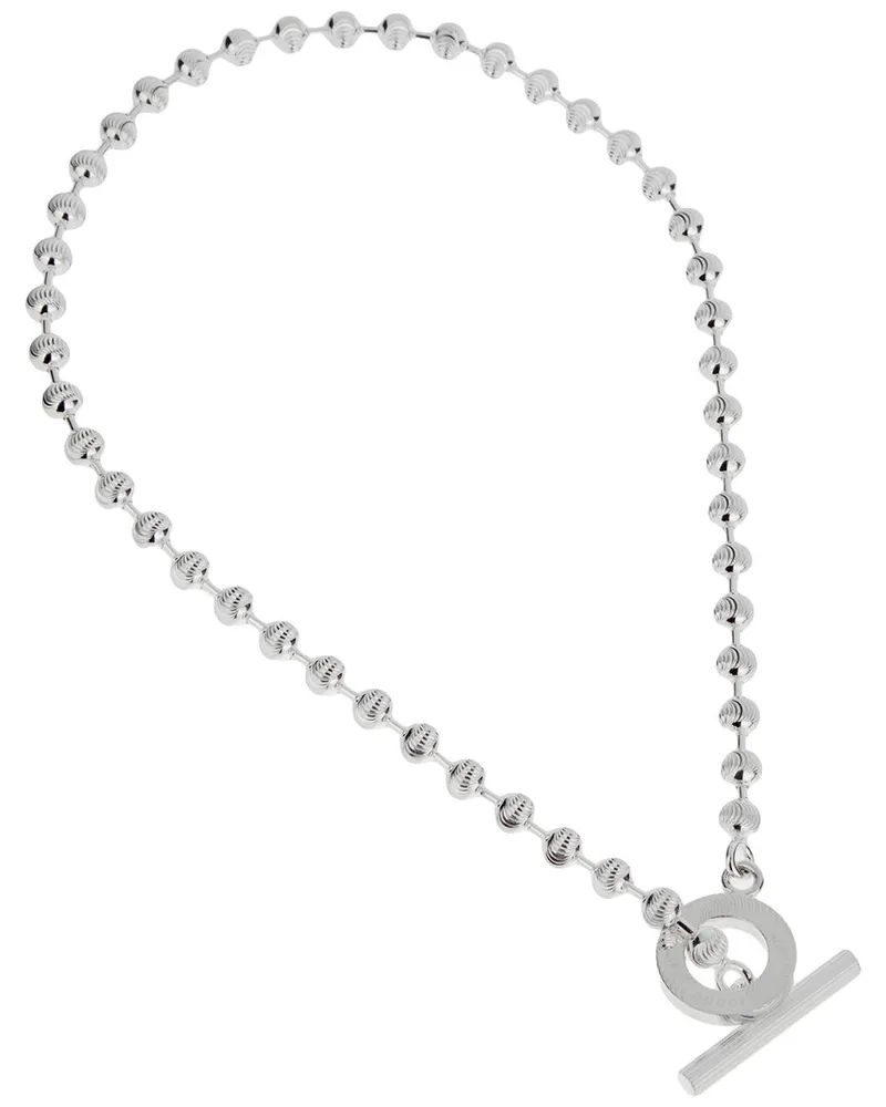 Gucci Silver Toggle Beaded Chain Small Toggle Necklace Nocolor