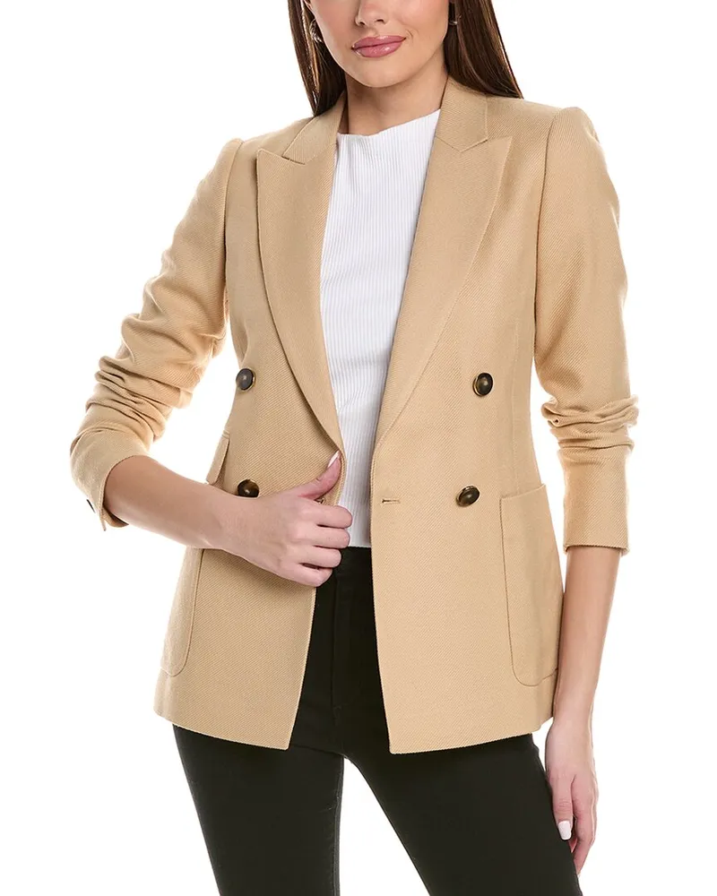 Reiss Larsson Wool-Blend Twill Jacket Beige