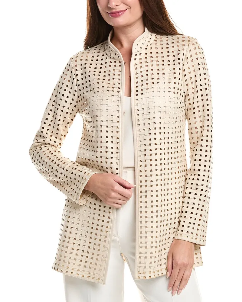 Joseph Ribkoff Microfiber Basketweave Topper Beige