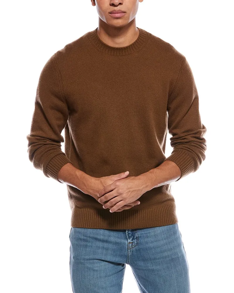 Vince Classic Wool & Cashmere-Blend Crewneck Sweater Brown