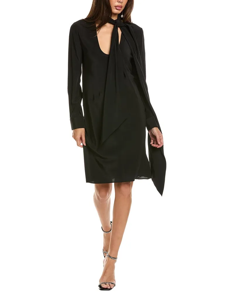 Helmut Lang Opaque Scarf Silk Dress Black
