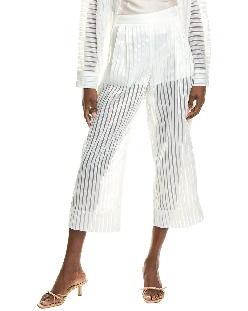 BCBGMAXAZRIA Sheer Stripe Pant White