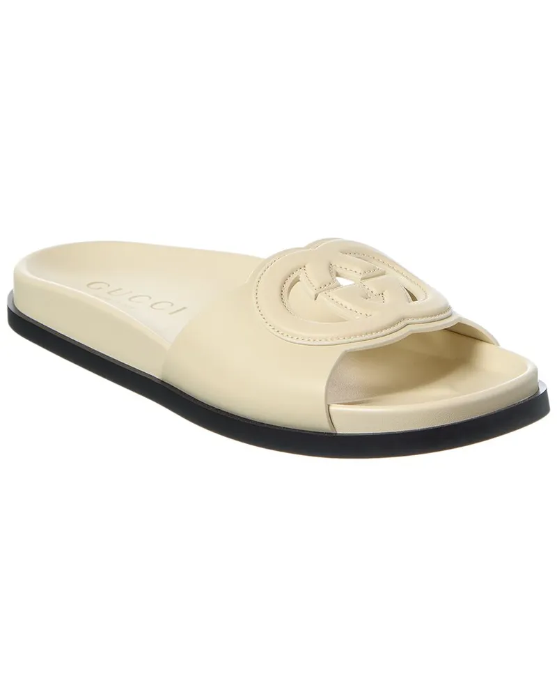 Gucci Interlocking G Leather Sandal White