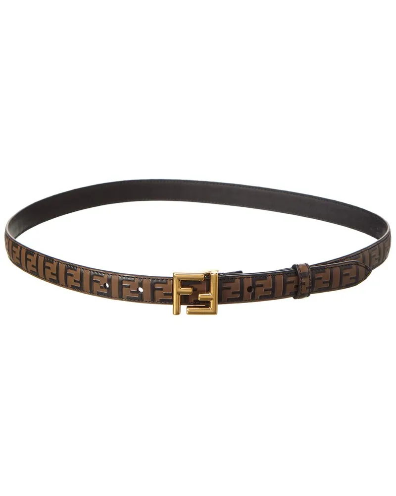 Fendi FF Buckle Leather Belt Brown