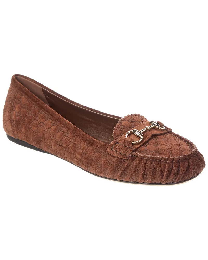 Gucci Horsebit Suede Loafer Brown