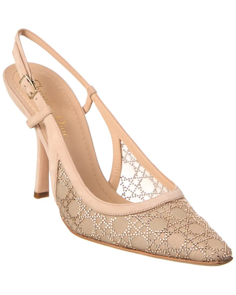 Dior Capture Mesh & Suede Slingback Pump Beige